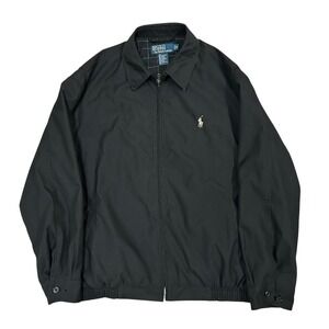Polo Ralph Lauren Bi-Swing Harrington Jacket Mens Medium Black Plaid Lined Zip